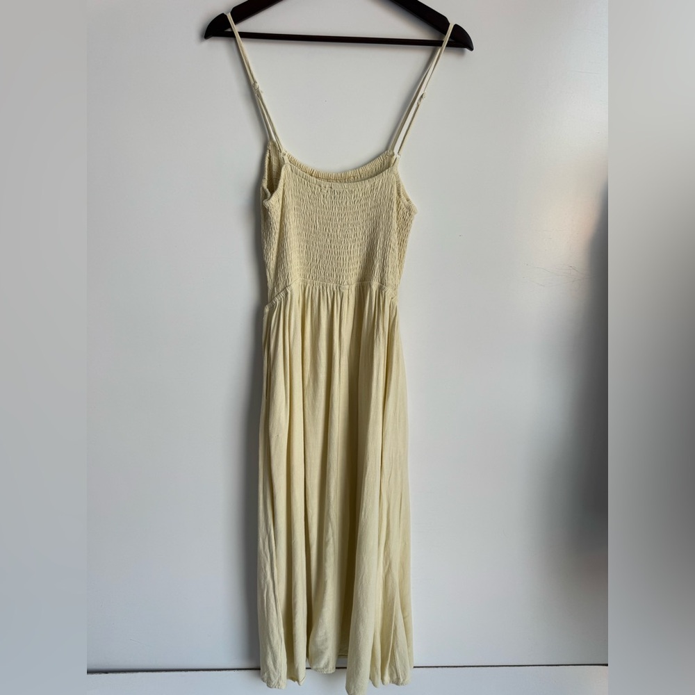 Petal‎ + Pup Butter Yellow Women XL Midi 100% Linen Dress Coastal Open side - Picture 5 of 8